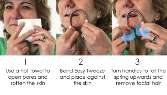 Modeled after the ancient method of Hair Threading, the EZ Tweeze is designed to easily remove unwanted hair without harming your skin. In just 2 minutes your unwanted facial hair will be gone!