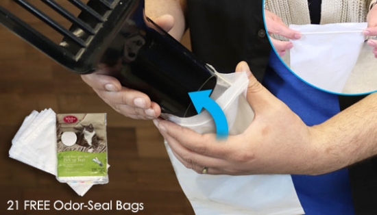 Stop scooping your Cat's litter box the old way and upgrade your old scoop with the Stink Free Scoop 'n Bag by Whisker City.