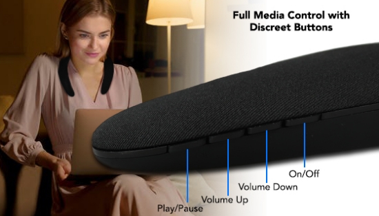 This innovative speaker gives you the comfort and wireless freedom of a speaker, with the personal, immersive sound of headphones. Unlike heavy headphones or earbuds that stick in your ears, this Wearable Soundbar rests comfortably behind your neck.