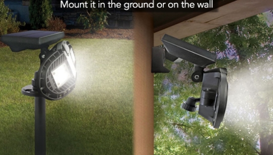 Dual-Mounting Flex-Fold Solar-Powered, Motion and Light Activated Security Light