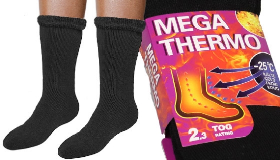 Stay warm in the coldest environments with Mega Thermo Arctic Weather Socks. These feature the latest in thermo-heat technology to keep your feet warm and dry.