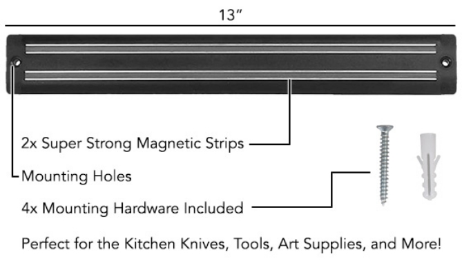 2pc Magnetic Knife and Tool Storage Strip