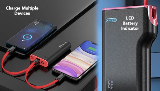 If you have multiple devices that need charging, find yourself away from outlets frequently, or just want a reliable power backup, this 10,000 mAh Power Bank is just for you!